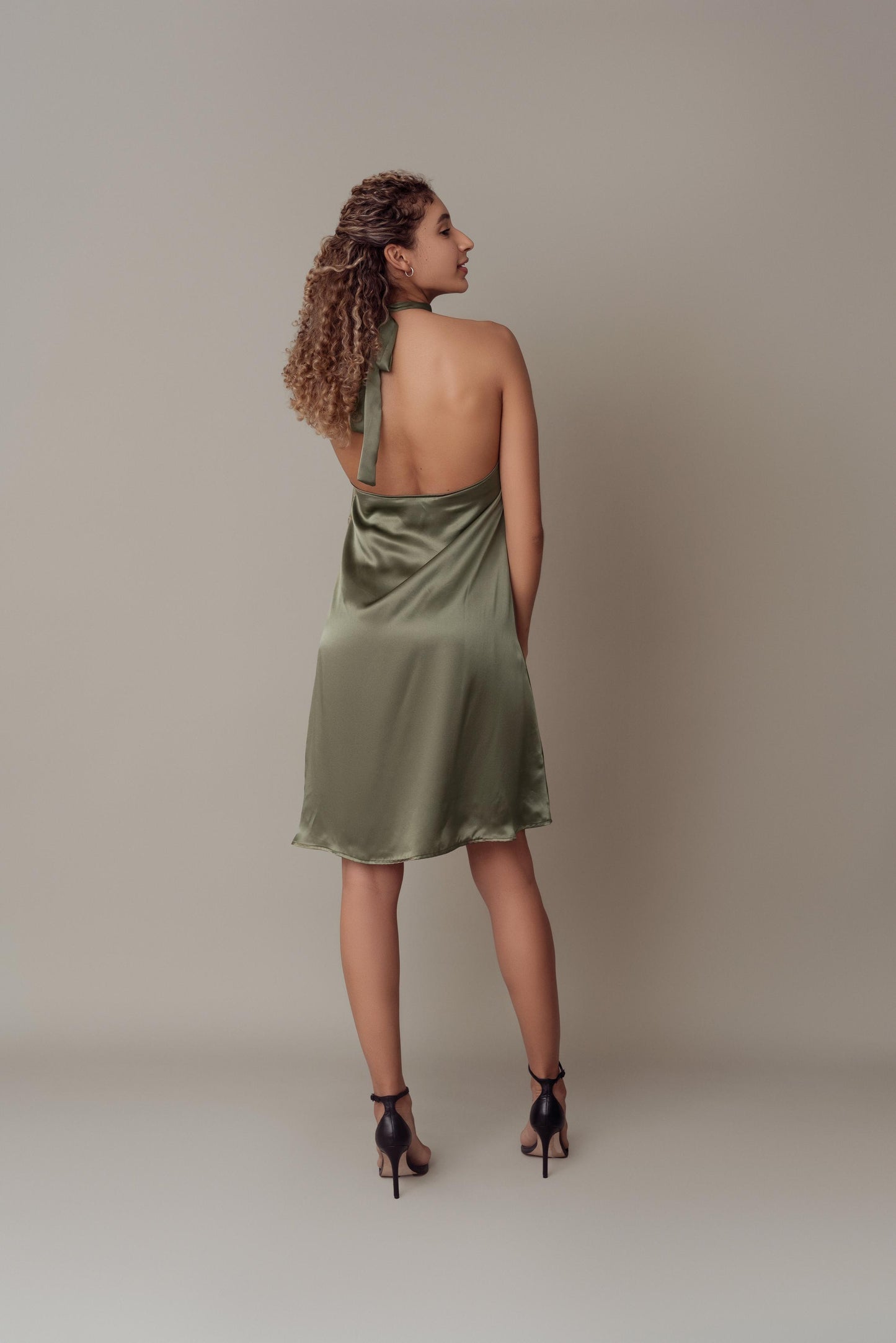 SILK CAPRI DRESS OLIVE