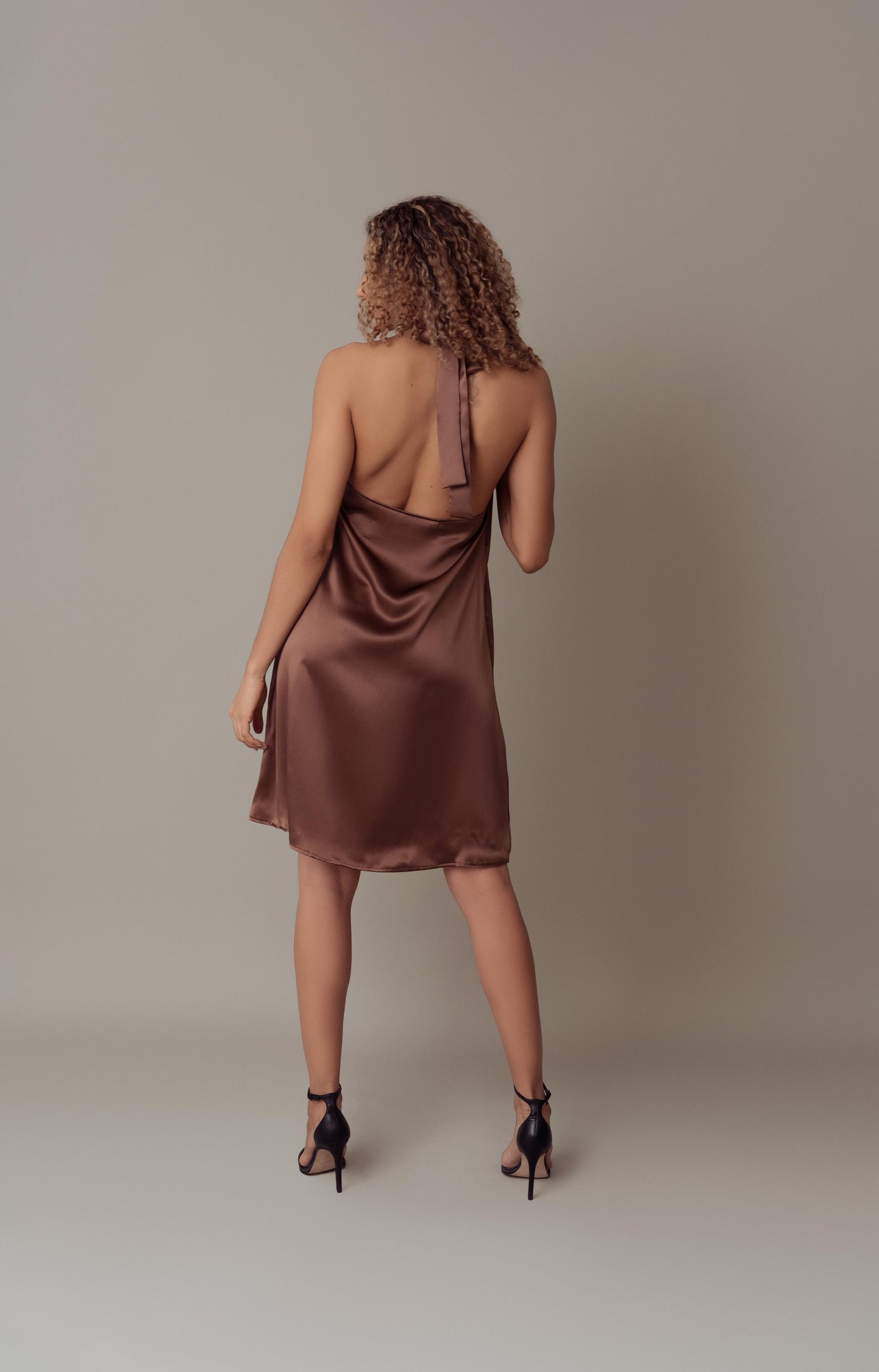 SILK CAPRI DRESS BROWN